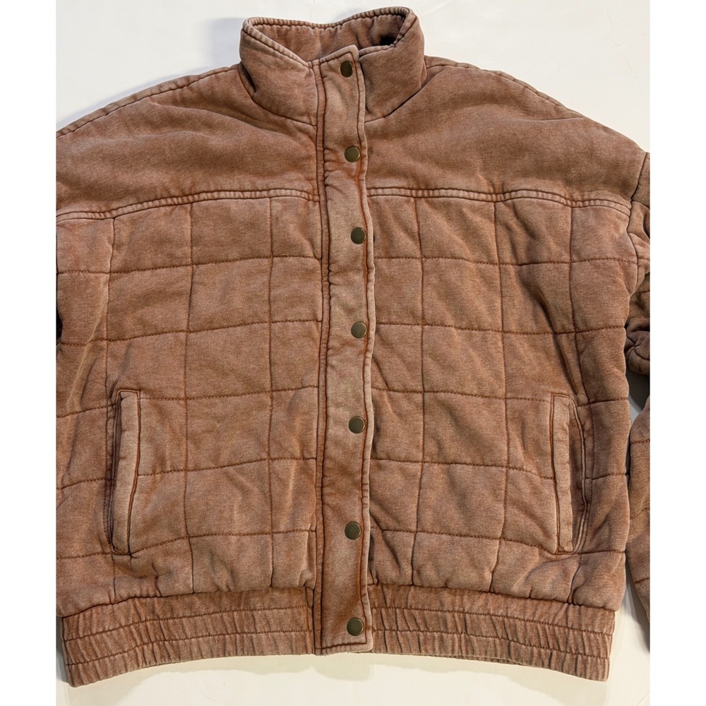 Saltwater Luxe Rust Salmon Quilted Cotton Bomber Jacket S3824-CAML Small - Picture 3 of 10
